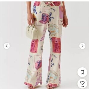 Printed Pants in Cream and Brown